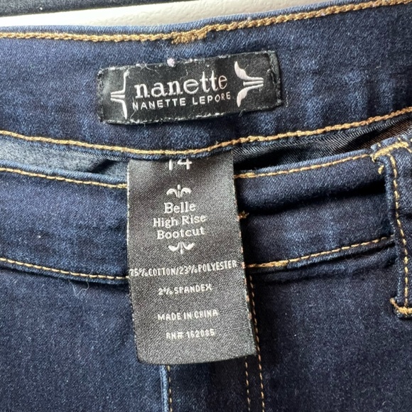 Nanette Lepore Women's Belle High Rise Bootcut Jeans Dark Blue Denim Pants Sz 14 - Picture 4 of 12